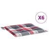 vidaXL Coussins de chaise de jardin lot de 6 carreaux rouges 50x50x3cm