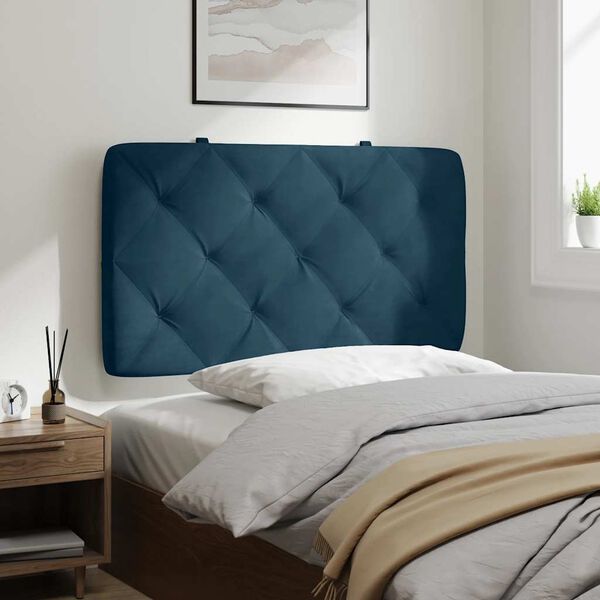 vidaXL Coussin de t&ecirc;te de lit bleu 80 cm velours