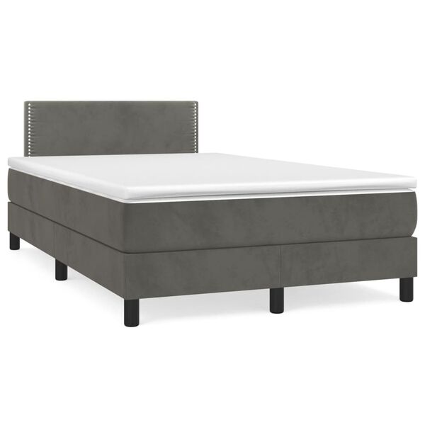 vidaXL Sommier &agrave; lattes de lit et matelas Gris fonc&eacute; 120x200cm Velours