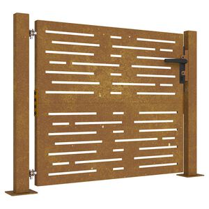vidaXL Portail de jardin 100x100 cm en acier Corten, design carr&eacute;