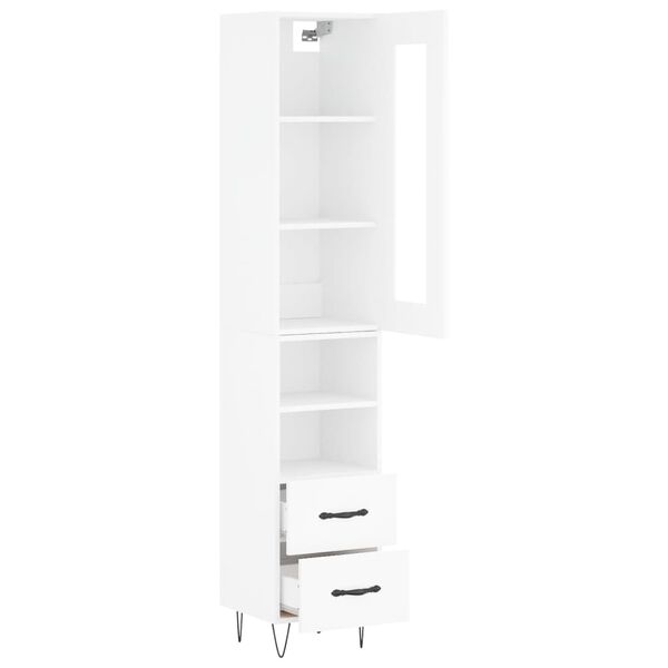 vidaXL Buffet haut Blanc 34,5x34x180 cm Bois d'ing&eacute;nierie