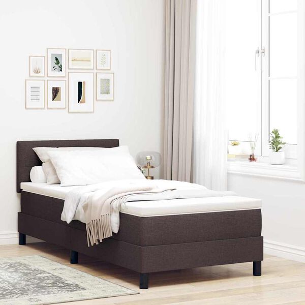 vidaXL Lit &agrave; ressorts avec matelas Marron fonc&eacute; 80 x 200 cm tissu