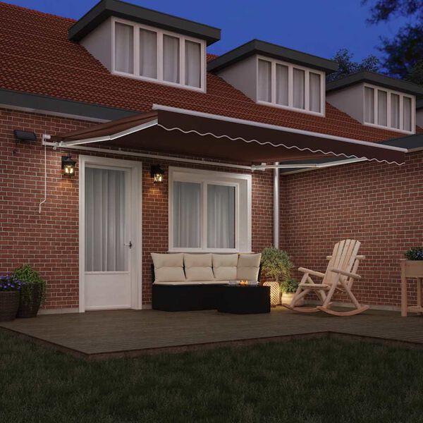 vidaXL Auvent manuel r&eacute;tractable avec LED marron 400x300 cm