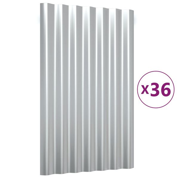 vidaXL Panneaux de toit 36 pcs Acier galvanis&eacute; Argent&eacute; 60x36 cm