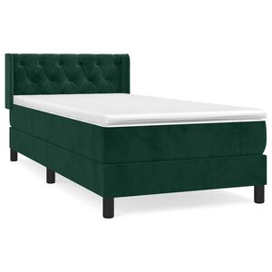 vidaXL Sommier &agrave; lattes de lit et matelas Vert fonc&eacute; 80x200 cm Velours