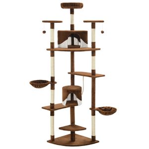 vidaXL Arbre &agrave; chat avec griffoirs en sisal 203 cm Marron et Blanc