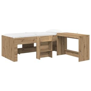 vidaXL Lit haut pour enfants avec bureau 2 pc Ch&ecirc;ne artisanal