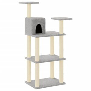 vidaXL Arbre &agrave; chat avec griffoirs en sisal gris clair 118,5 cm
