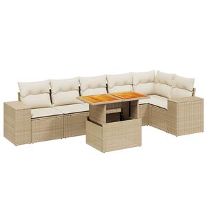 vidaXL Salon de jardin avec coussins 7 pcs beige r&eacute;sine tress&eacute;e