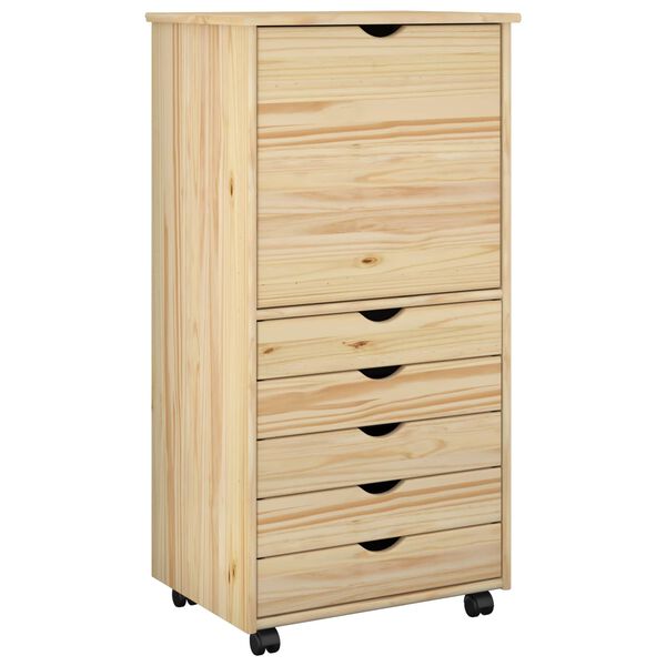 vidaXL Cabinet roulant Marron 53 x 39 x 103 cm Bois de Pin Massif