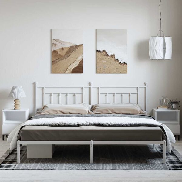 vidaXL Cadre de lit métal sans matelas et tête de lit blanc 193x203 cm