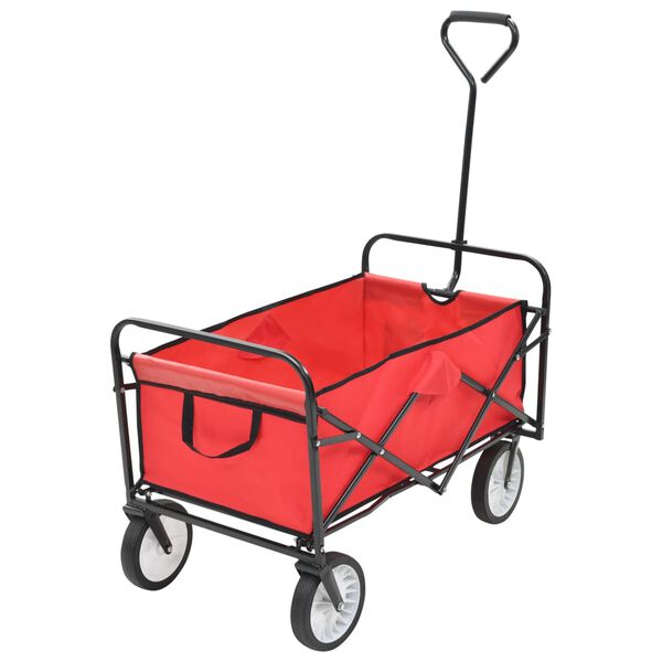 vidaXL Chariot &agrave; main pliable Acier Rouge