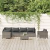 vidaXL Salon de jardin 8 pcs avec coussins Gris R&eacute;sine tress&eacute;e