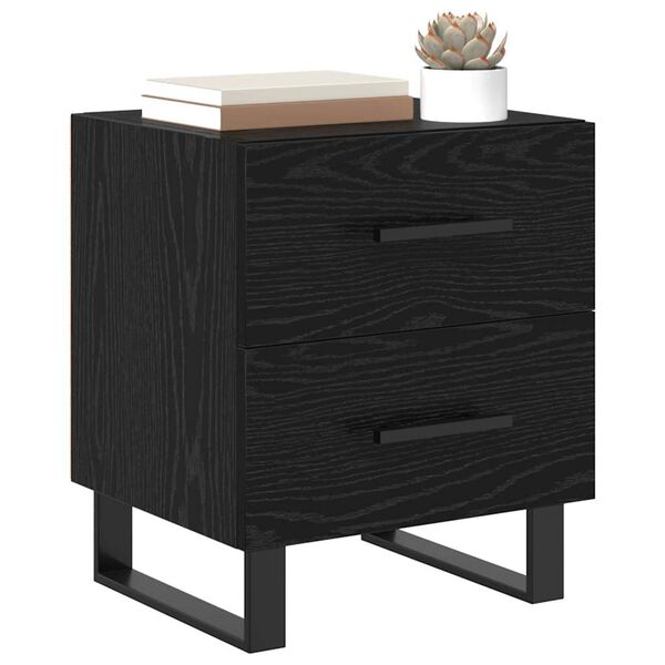 vidaXL Cabinet de chevet avec tiroir Ch&ecirc;ne noir 40 x 35 x 47,5 cm