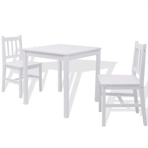 vidaXL Ensemble de salle &agrave; manger trois pi&egrave;ces Pin&egrave;de Blanc
