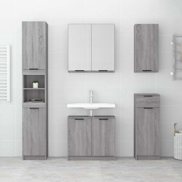 vidaXL Armoire de bain Sonoma gris 32x34x188,5 cm Bois d'ing&eacute;nierie