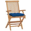 vidaXL Chaises de jardin et coussins bleu lot de 4 Bois de teck massif