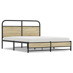 vidaXL Cadre de lit en m&eacute;tal sans matelas ch&ecirc;ne sonoma 160x200 cm