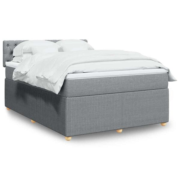 vidaXL Sommier &agrave; lattes de lit avec matelas Gris clair 160x200cm Tissu