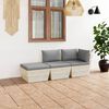 vidaXL Salon de jardin palette 3 pcs avec coussins bois d'&eacute;pic&eacute;a