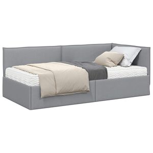 vidaXL Cadre de lit d'angle avec matelas 2 pi&egrave;ces Gris clair Velours