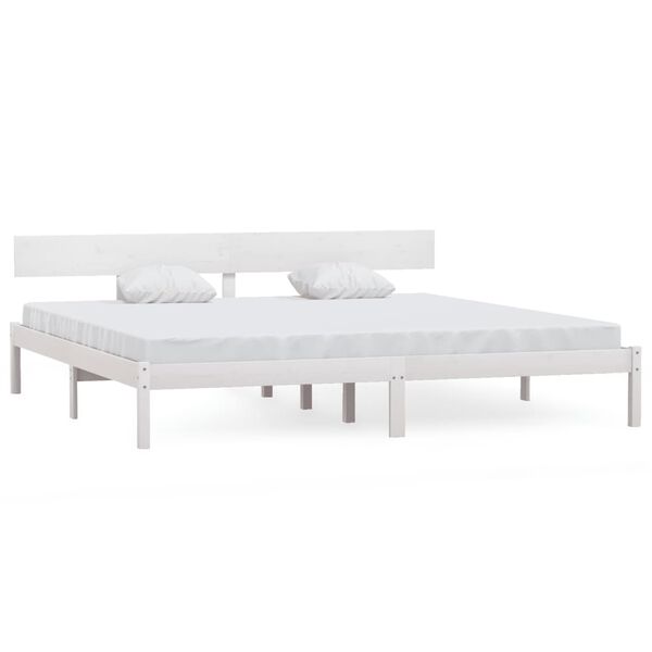 vidaXL Cadre de lit sans matelas blanc bois massif