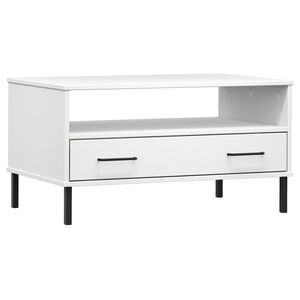 vidaXL Table basse avec pieds en m&eacute;tal Blanc 85x50x45 cm Bois OSLO