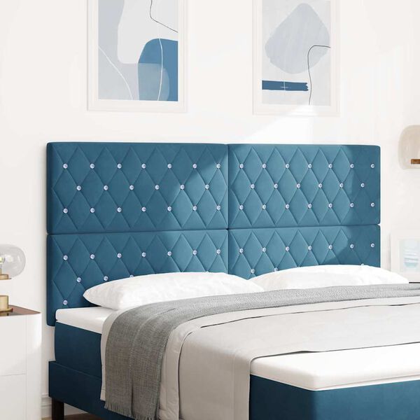 vidaXL T&ecirc;te de lit Bleu fonc&eacute; 180 cm Velours