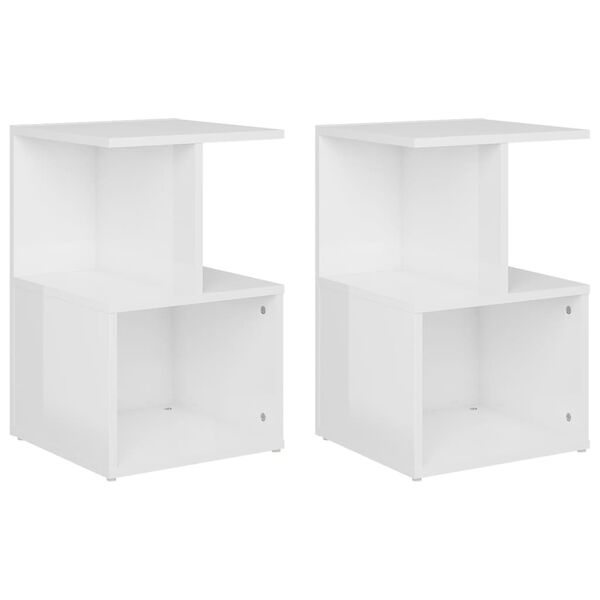 vidaXL Tables de chevet 2pcs Blanc brillant 35x35x55cm bois ing&eacute;nierie
