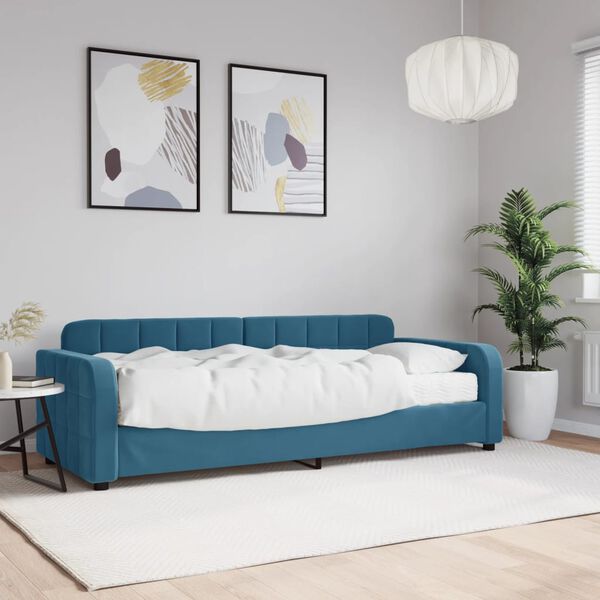 vidaXL Lit de jour avec matelas bleu 80x200 cm velours