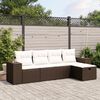 vidaXL Salon de jardin avec coussins 5 pcs marron r&eacute;sine tress&eacute;e