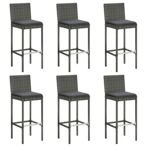 vidaXL Tabourets de bar avec coussins lot de 6 gris r&eacute;sine tress&eacute;e