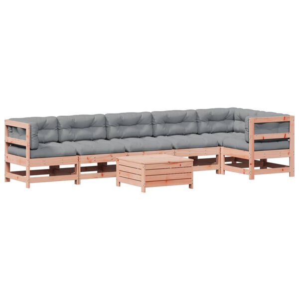 vidaXL Salon de jardin 7 pcs avec coussins bois massif douglas