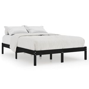 vidaXL Cadre de lit sans matelas noir bois massif 140x190 cm