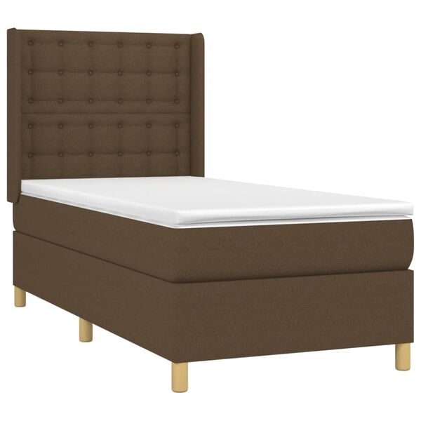 vidaXL Sommier &agrave; lattes de lit avec matelas Marron fonc&eacute; 90x190 cm