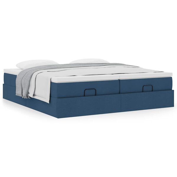 VidaXL Cadre de lit ottoman avec matelas bleu 200x200cm tissu