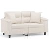 vidaXL Canap&eacute; 2 places avec oreillers et coussins Beige 120 cm
