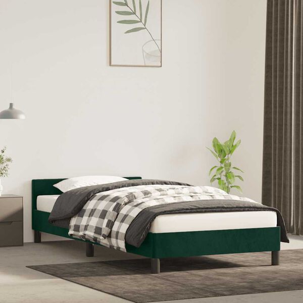 vidaXL Cadre de lit sans matelas vert fonc&eacute; 80x200 cm velours