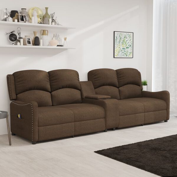 vidaXL Fauteuil de massage inclinable porte-gobelets 4 places marron