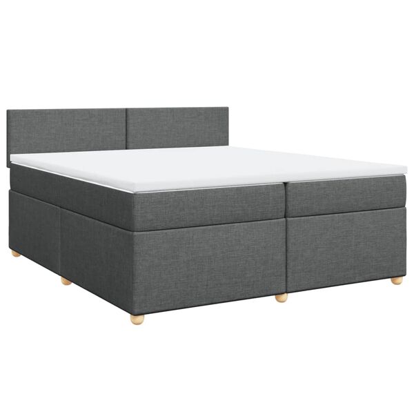 vidaXL Sommier &agrave; lattes de lit avec matelas Gris fonc&eacute; 200x200cm Tissu