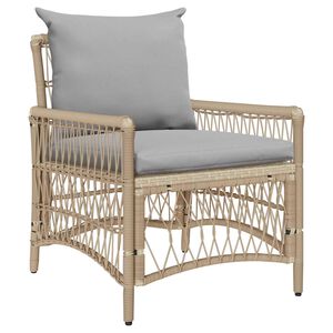 vidaXL Chaise de jardin avec coussin Beige 73 x 61 x 77 cm polyrotin