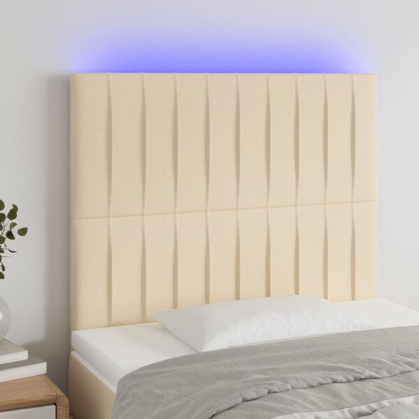 vidaXL Tête de lit à LED Crème 80x5x118/128 cm Tissu