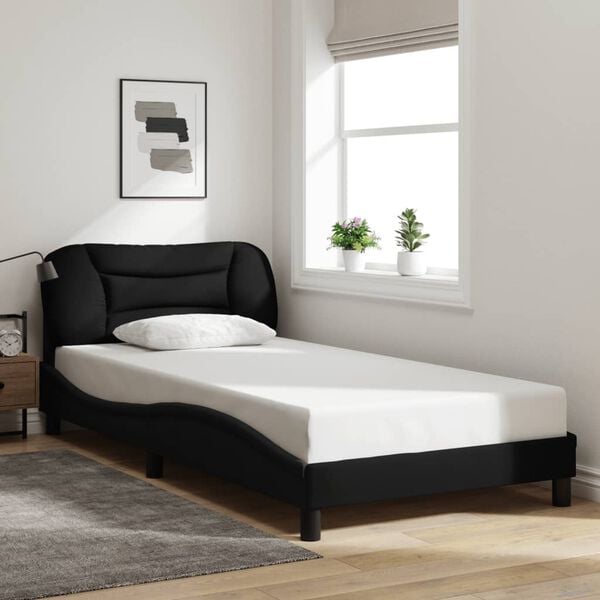 vidaXL Cadre de lit avec LED sans matelas Hvar noir 100x200 cm tissu