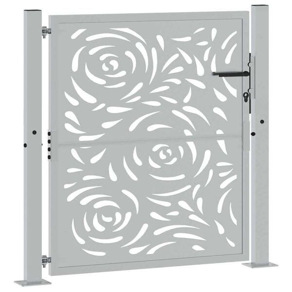vidaXL Portail de jardin 100x100 cm en acier patiné motif flamme