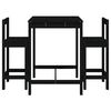 vidaXL Ensemble de bar de jardin 3 pcs noir bois de pin massif