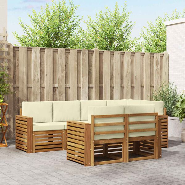 vidaXL Ensembles de canap&eacute;s avec coussin 7 pcs Naturel et Cr&egrave;me