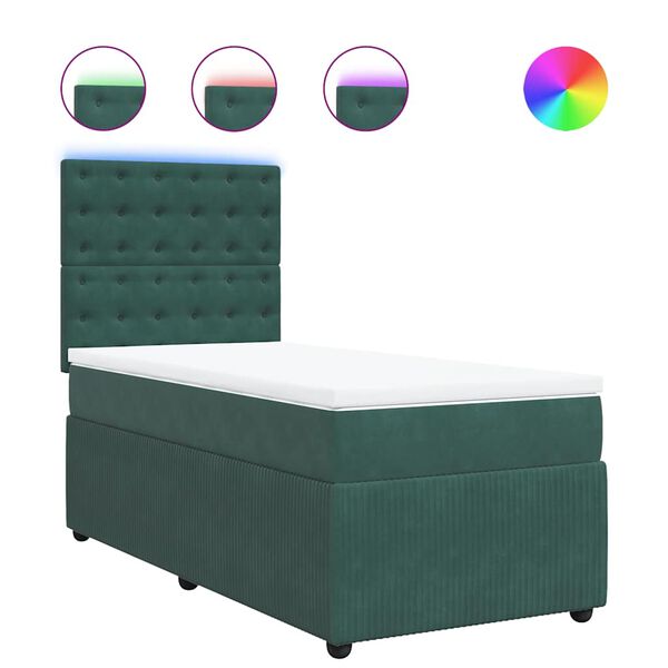 vidaXL Sommier &agrave; lattes de lit avec matelas Vert fonc&eacute; 90x200 cm
