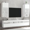 vidaXL Meubles TV avec lumi&egrave;res LED 2 pcs blanc 40,5x30x90 cm