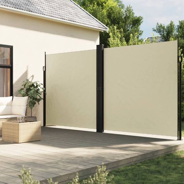 vidaXL Auvent lat&eacute;ral r&eacute;tractable Cr&egrave;me 200x1200 cm