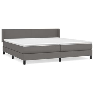 vidaXL Sommier &agrave; lattes de lit avec matelas Gris 200x200 cm Similicuir